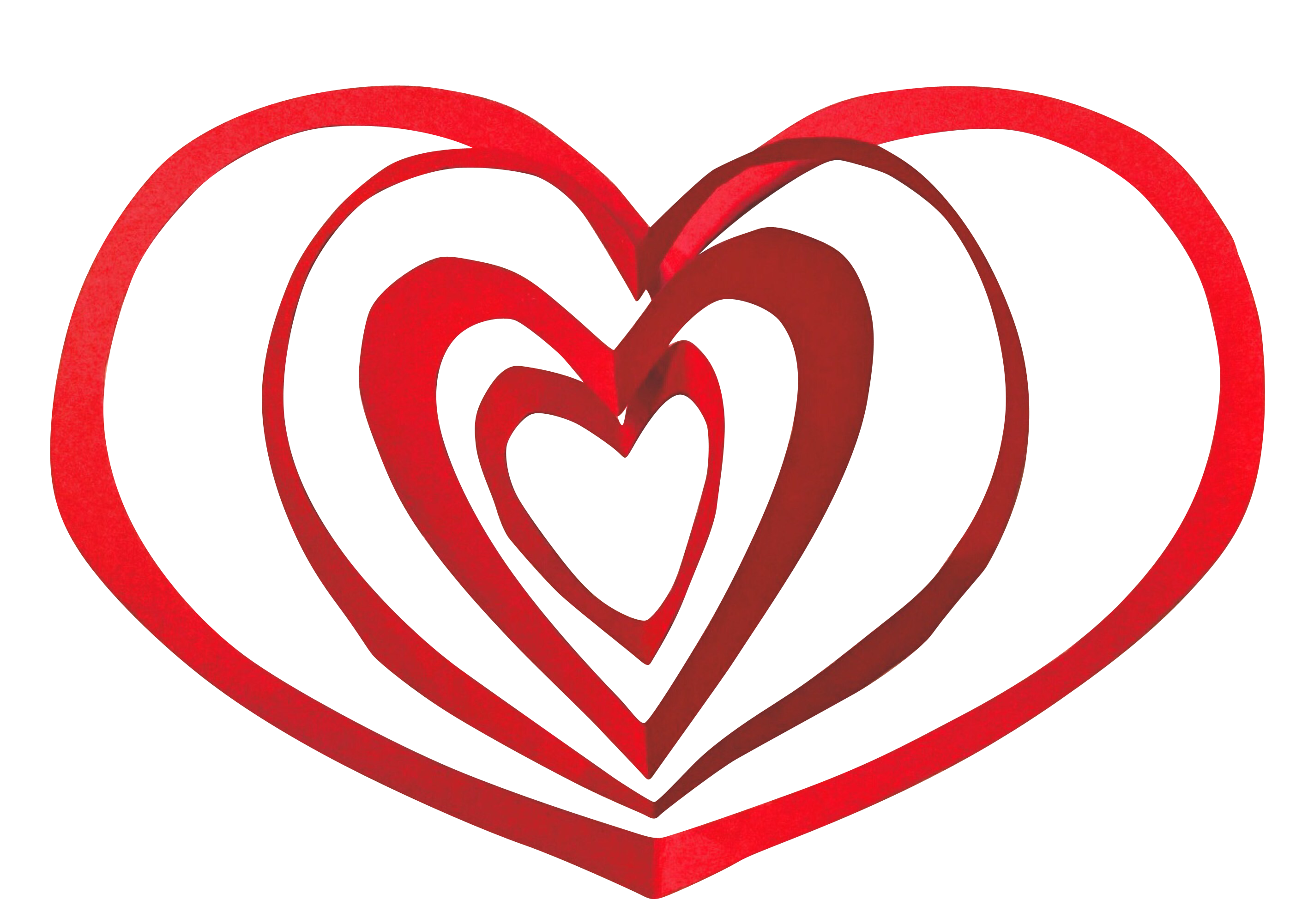 Red Heart Silhouettes Valentines PNG with transparent background
