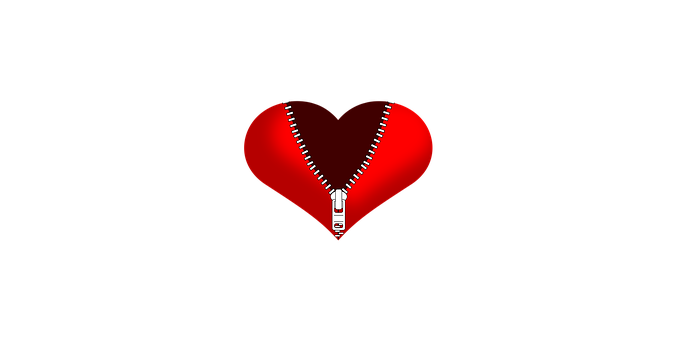 Red Heart With Zipper Illustration