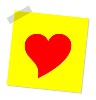 Red Heart Yellow Background