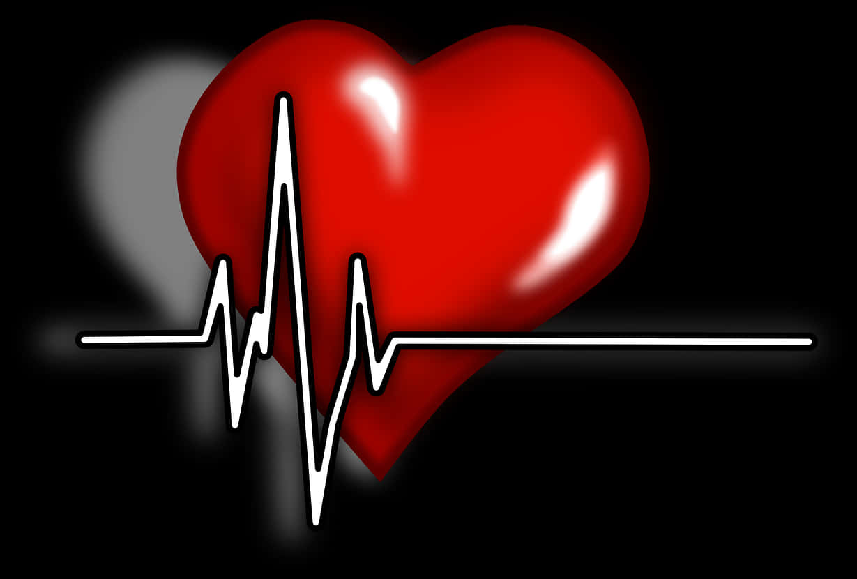 Red Heartand E K G Pulse PNG with transparent background