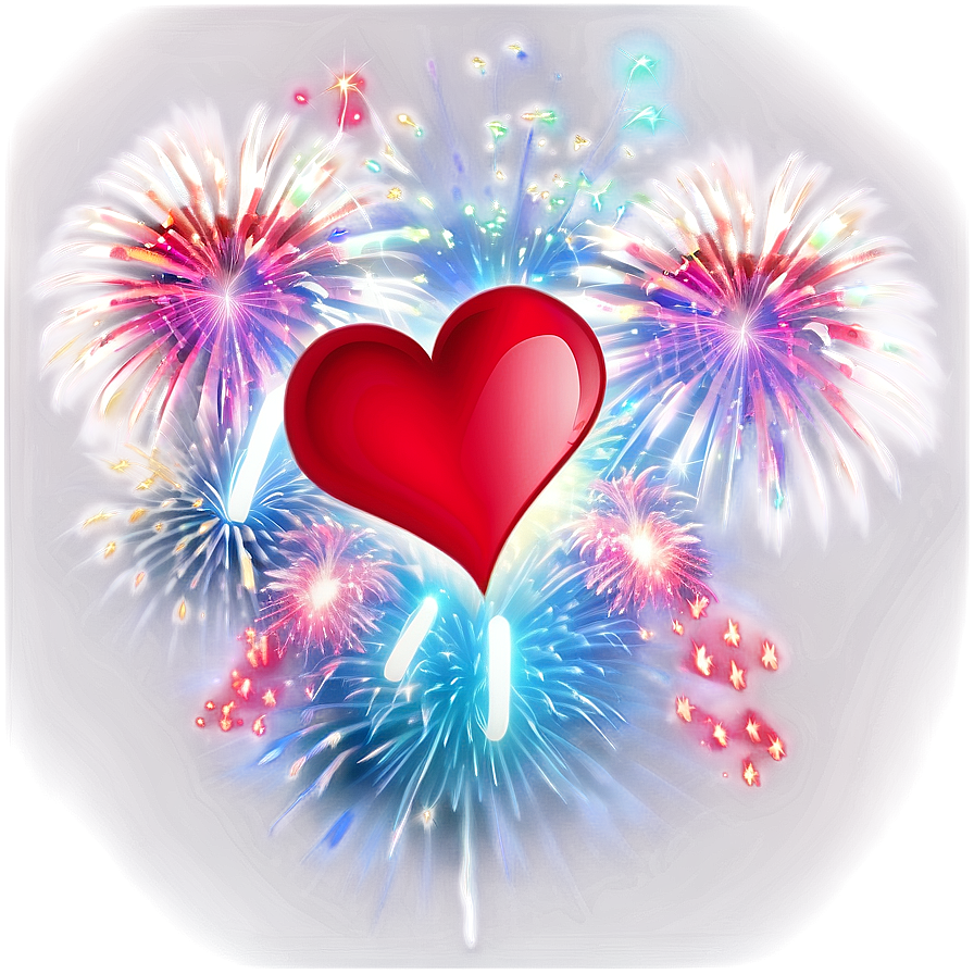 Red Hearts And Fireworks Png Fpg70