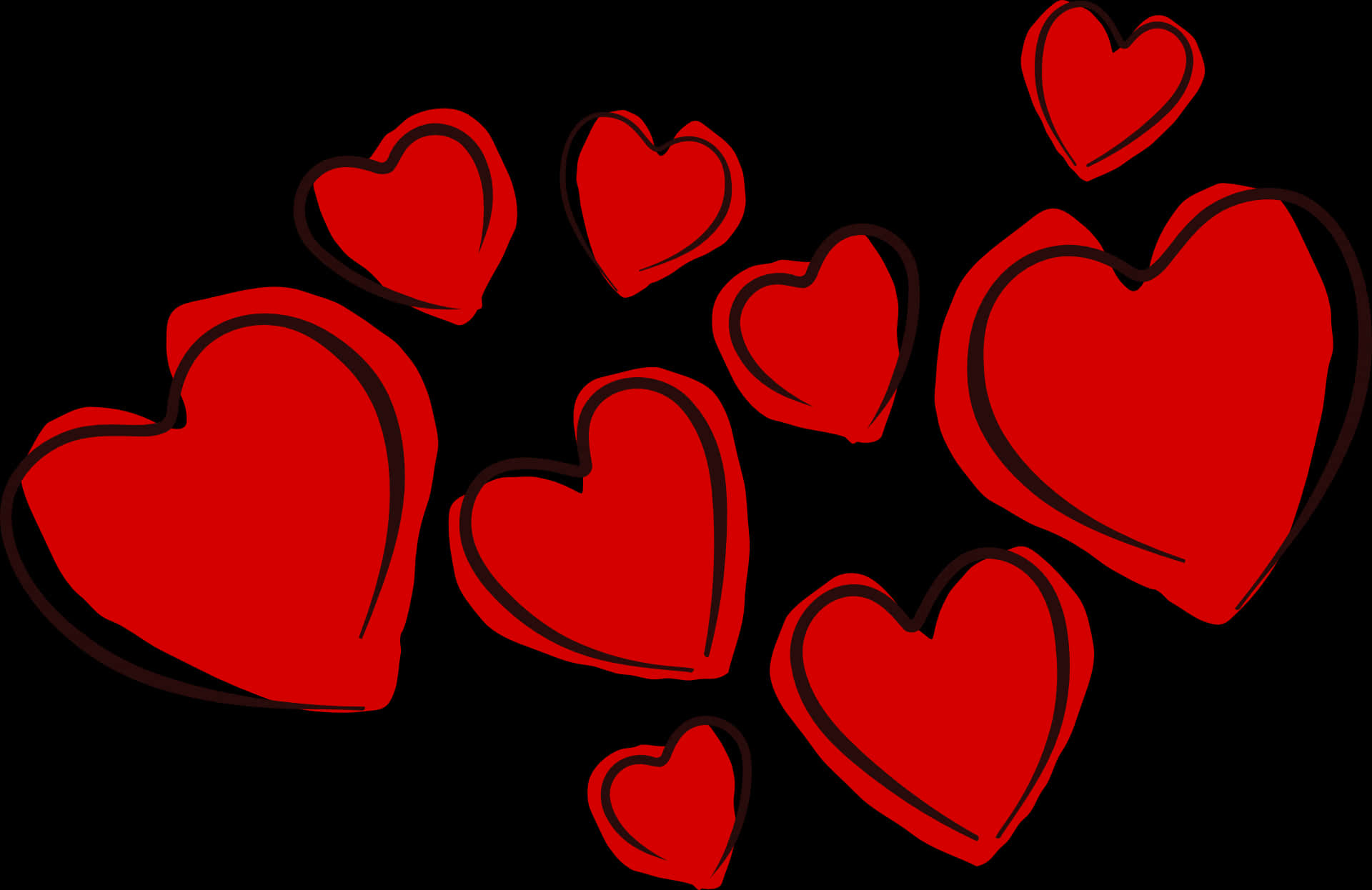 Red Hearts Black Background