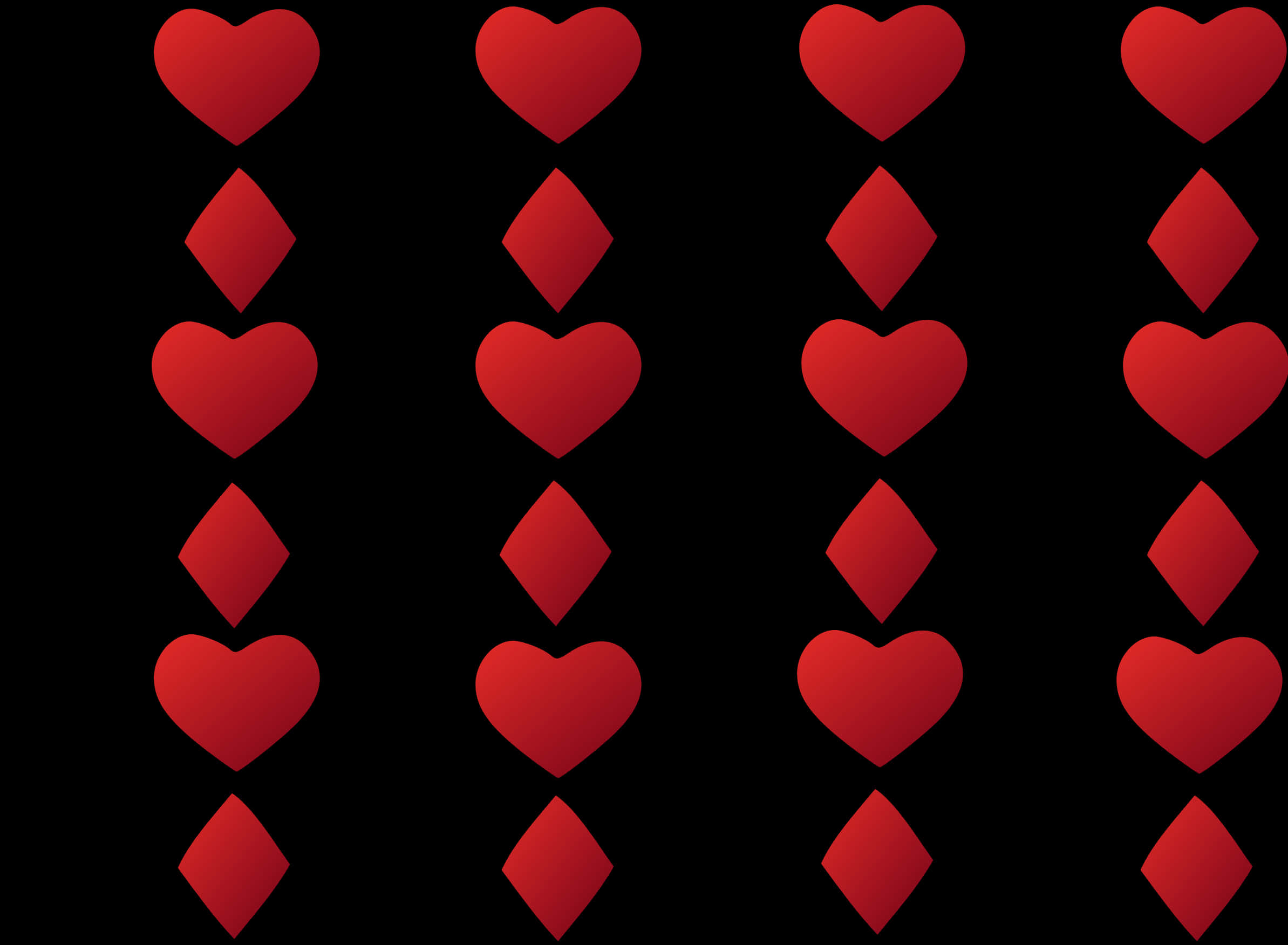 Red Hearts Diamonds Pattern PNG with transparent background