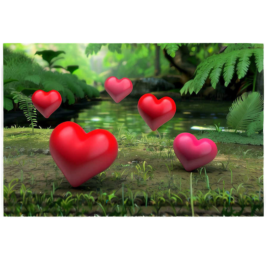 Red Hearts In Nature Scene Png Aat86