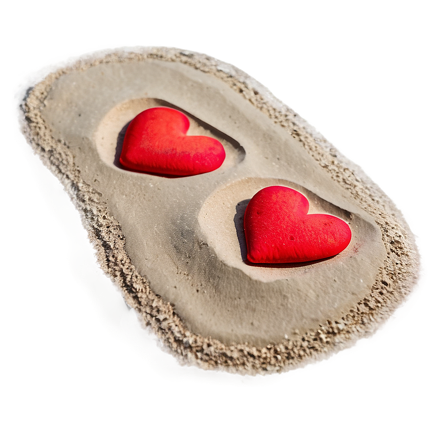 Red Hearts On Beach Sand Png Fdc