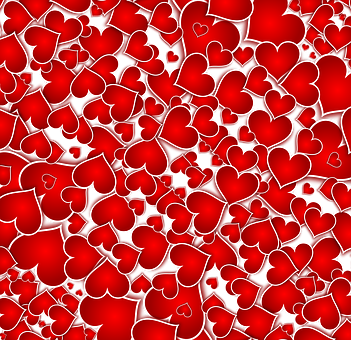 Red Hearts Pattern Background PNG with transparent background