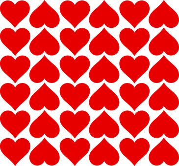 Red Hearts Pattern Black Background