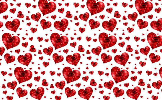 Red Hearts Pattern Texture PNG with transparent background
