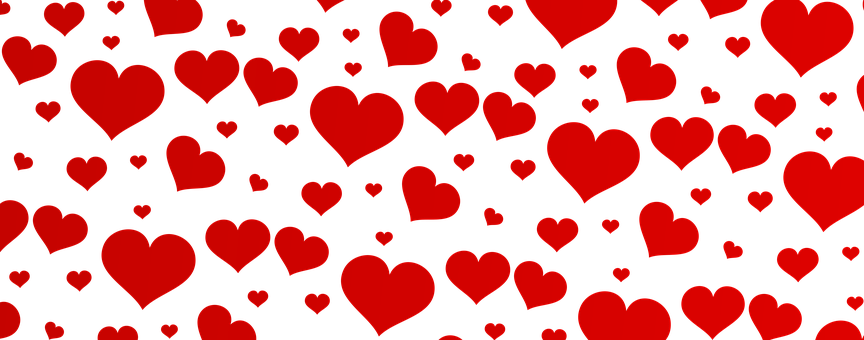 Red Hearts Pattern Texture PNG with transparent background
