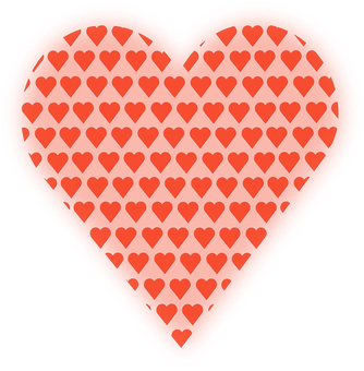 Red Hearts Patternon Black Background PNG with transparent background
