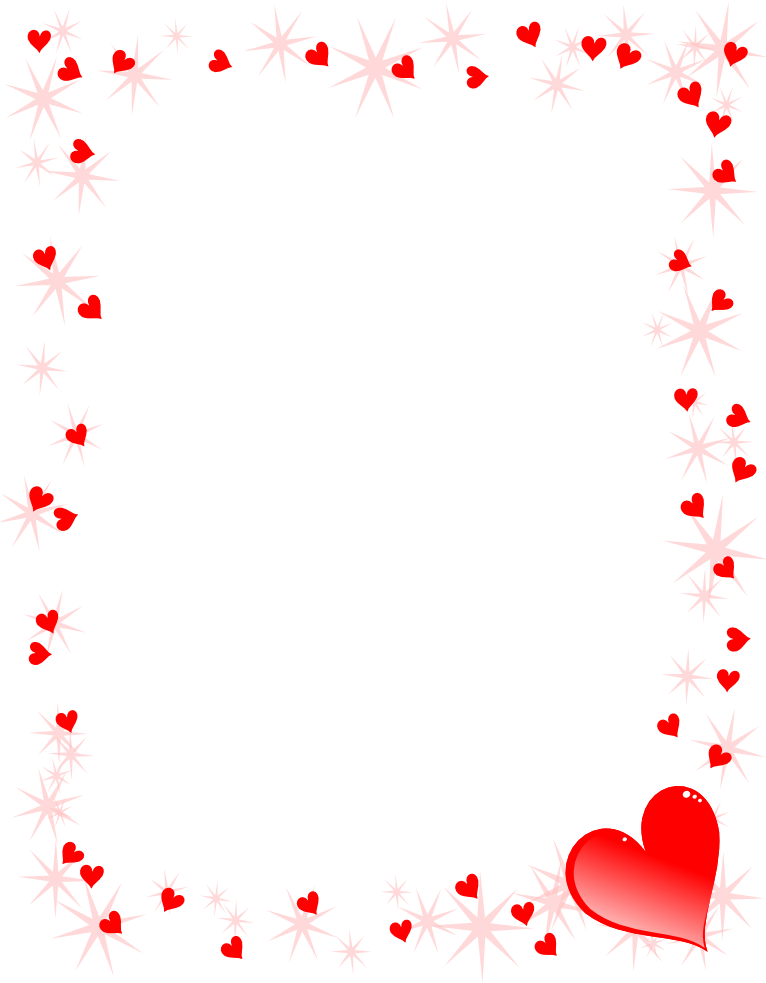 Red Heartsand Snowflakes Border