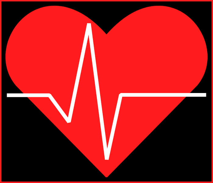 Red Heartwith Electrocardiogram Line PNG with transparent background