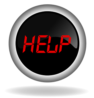 Red Help Button Graphic PNG with transparent background