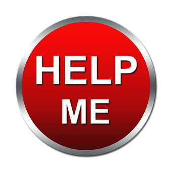 Red Help Me Button PNG with transparent background