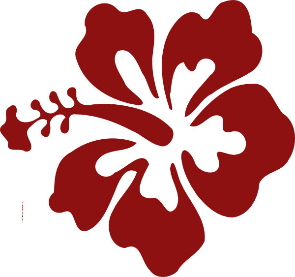 Red Hibiscus Silhouette PNG with transparent background