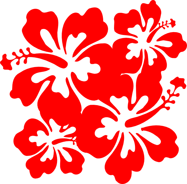 Red Hibiscus Silhouette Pattern PNG with transparent background