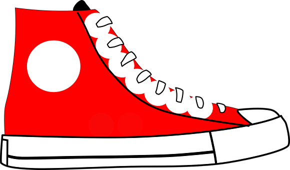 Red High Top Sneaker Illustration PNG with transparent background