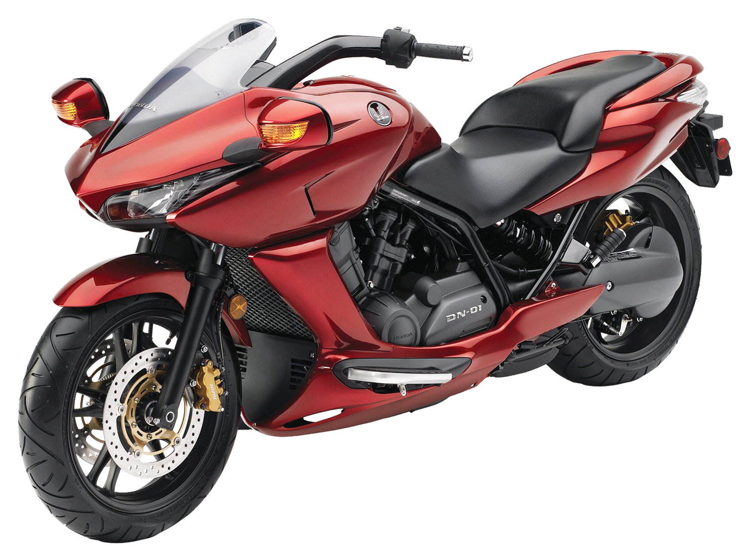 Red Honda Motorcycle Profile View PNG with transparent background