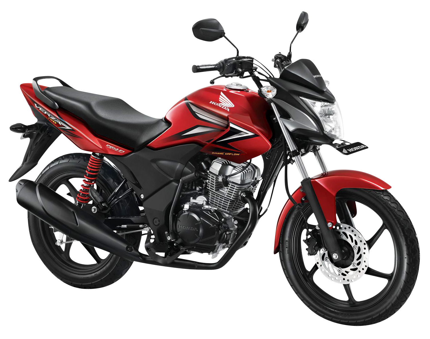 Red Honda Motorcycle Profile View PNG with transparent background