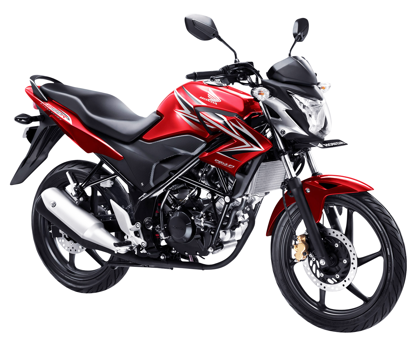 Red Honda Motorcycle Profile View PNG with transparent background