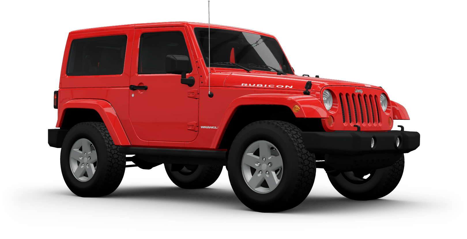 Red Jeep Wrangler Rubicon Side View