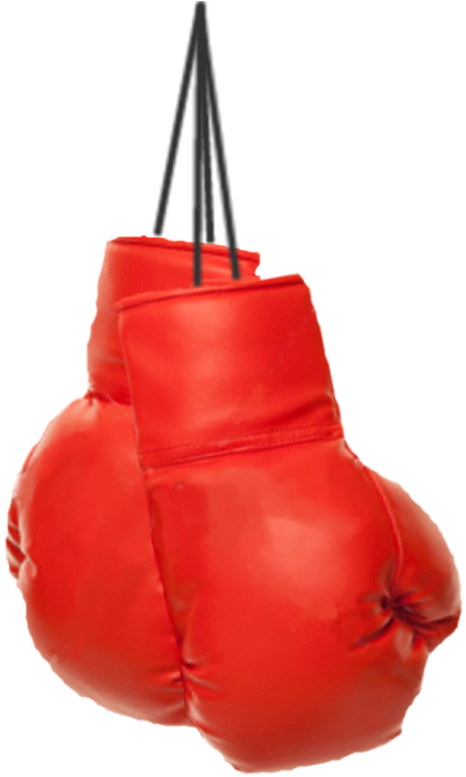 Red Kickboxing Gloves Hanging PNG with transparent background