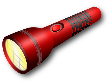 Red L E D Flashlight Illumination PNG with transparent background