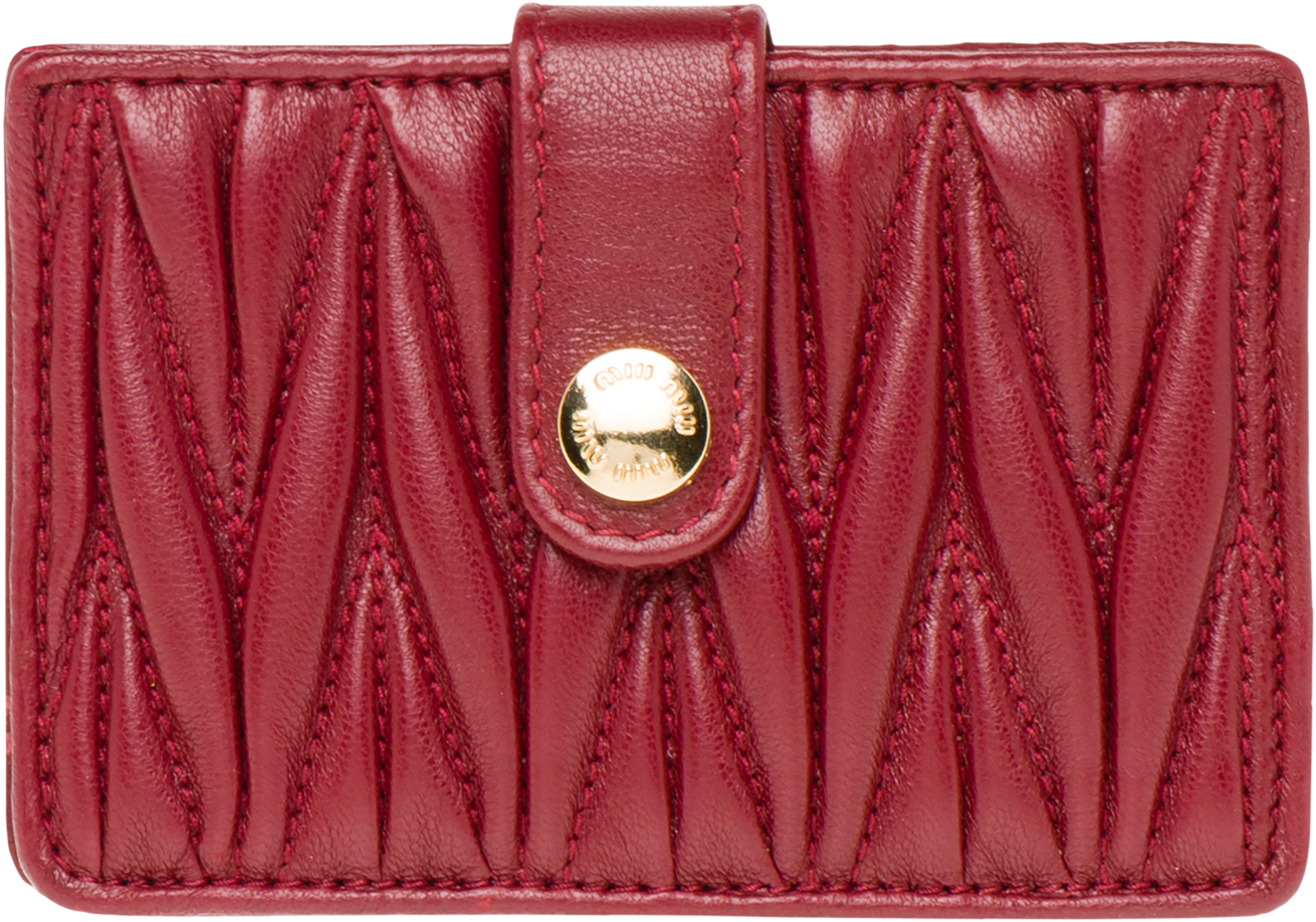 Red Leather Wallet Gold Emblem