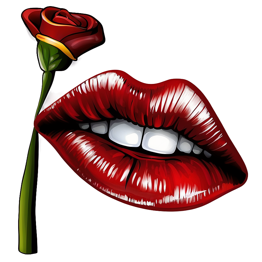 Red Lips Mural Design Png Atr