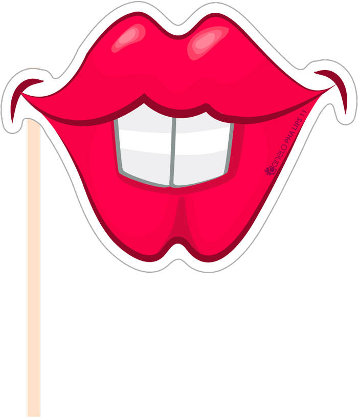 Red Lips Photobooth Prop PNG with transparent background