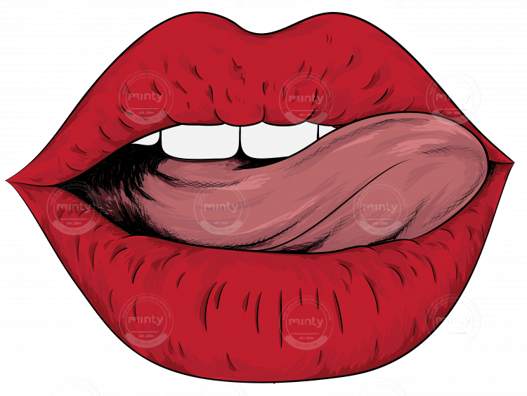 Red Lips Tongue Out Illustration PNG with transparent background
