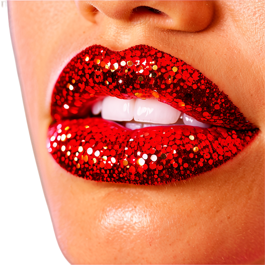 Red Lips With Glitter Png Efj8