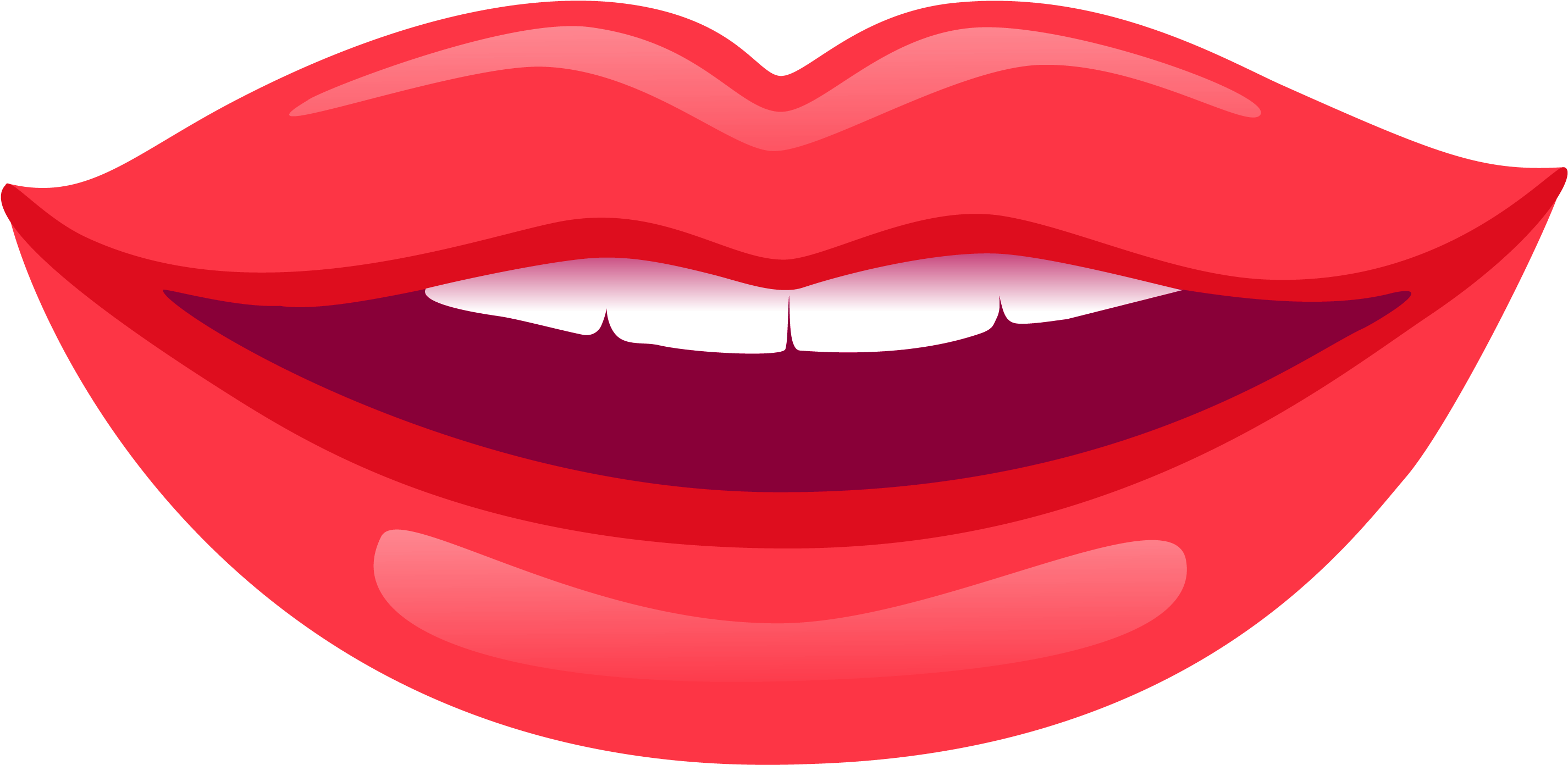 Red Lipstick Smiling Mouth Illustration PNG with transparent background