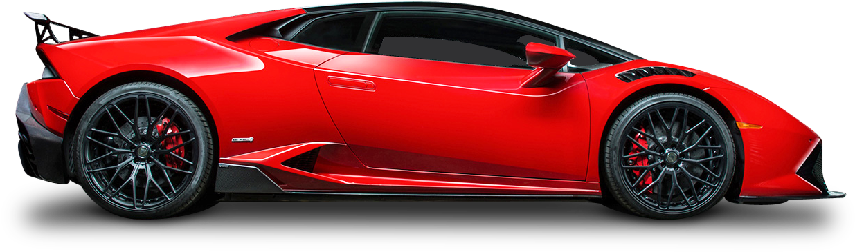 Red Luxury Sports Car Side View PNG with transparent background