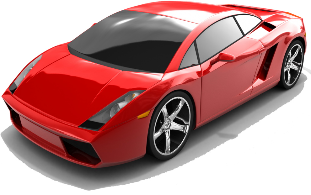 Red Luxury Sports Car3 D Render PNG with transparent background