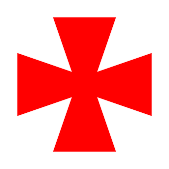 Red Maltese Cross Graphic PNG with transparent background