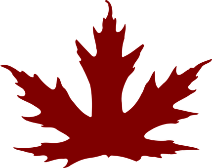 Red Maple Leaf Silhouette PNG with transparent background