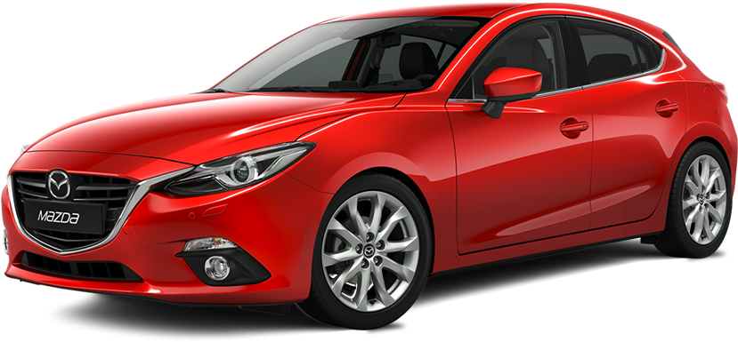 Red Mazda Sedan Profile View