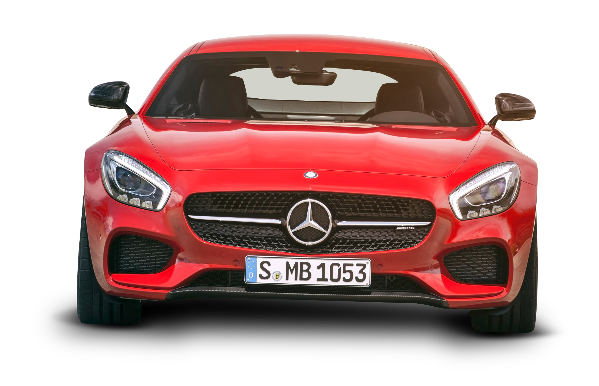 Red Mercedes Benz Front View PNG with transparent background