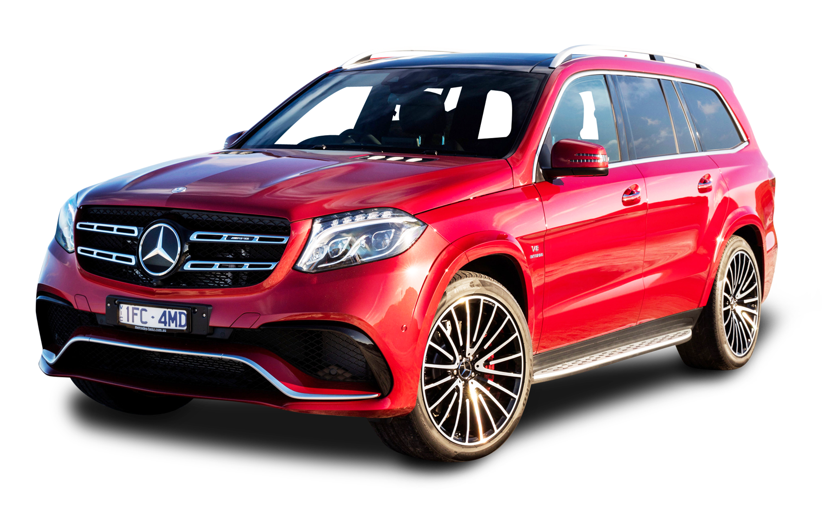 Red Mercedes Benz S U V PNG with transparent background