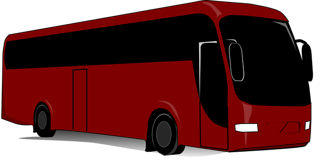Red Modern Coach Bus PNG with transparent background