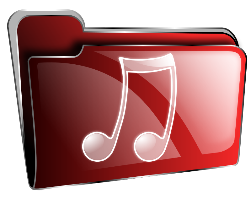 Red Music Folder Icon PNG with transparent background