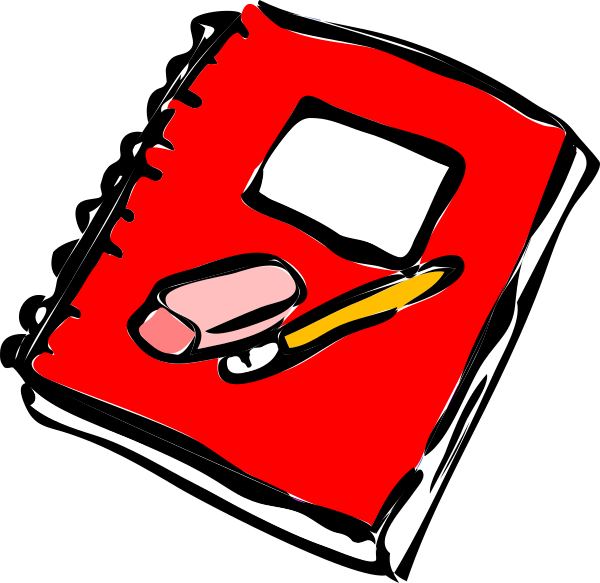 Red Notebook Pencil Eraser Cartoon