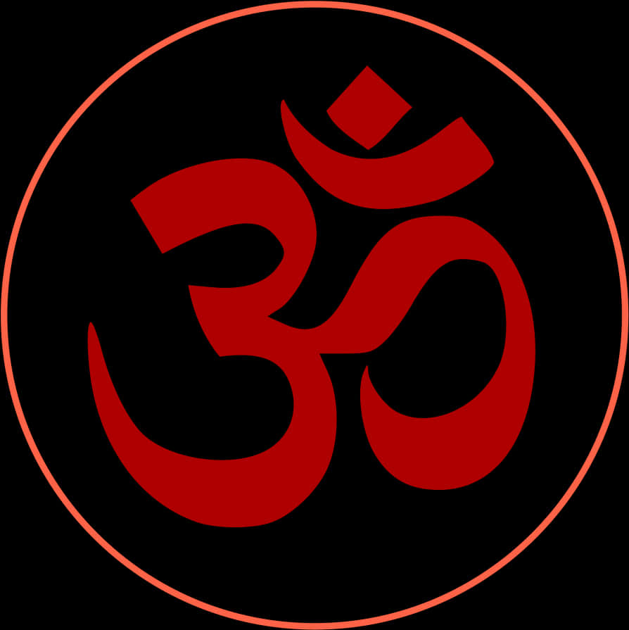 Red Om Symbol Black Background