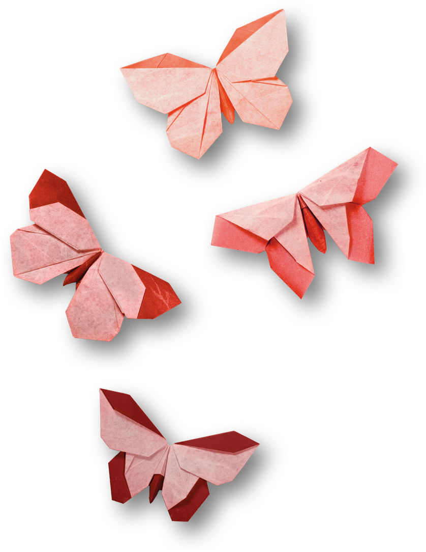 Red Origami Butterflies