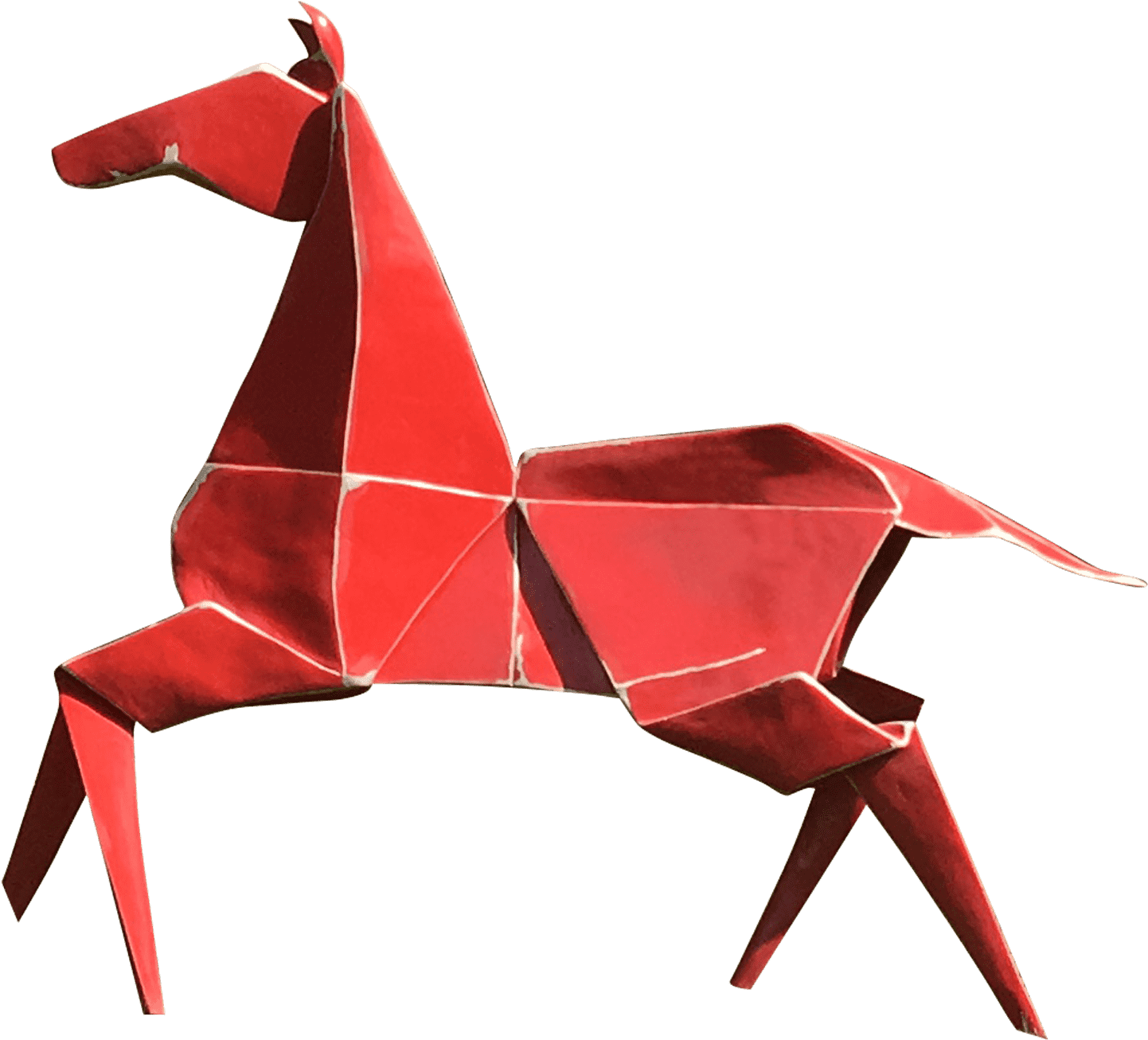 Red origami horse figure PNG image with a transparent background, free high-resolution download