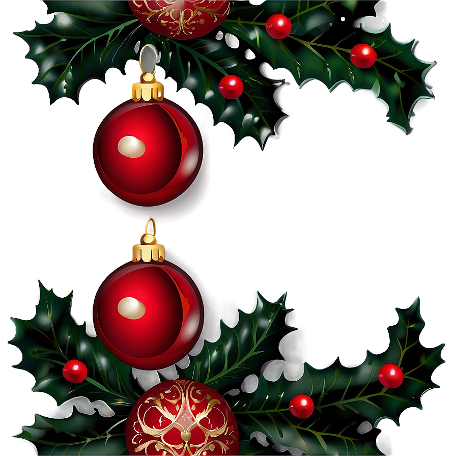 Red Ornament With Holly Png Rkg