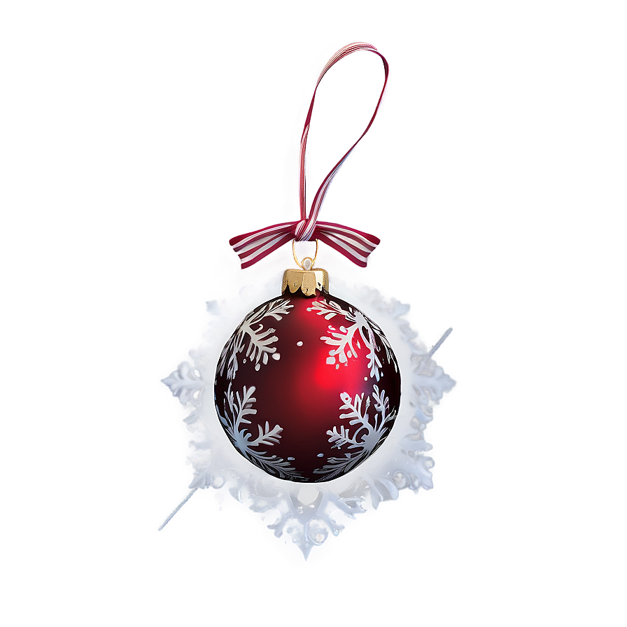 Red Ornament With Snow Png Dwg