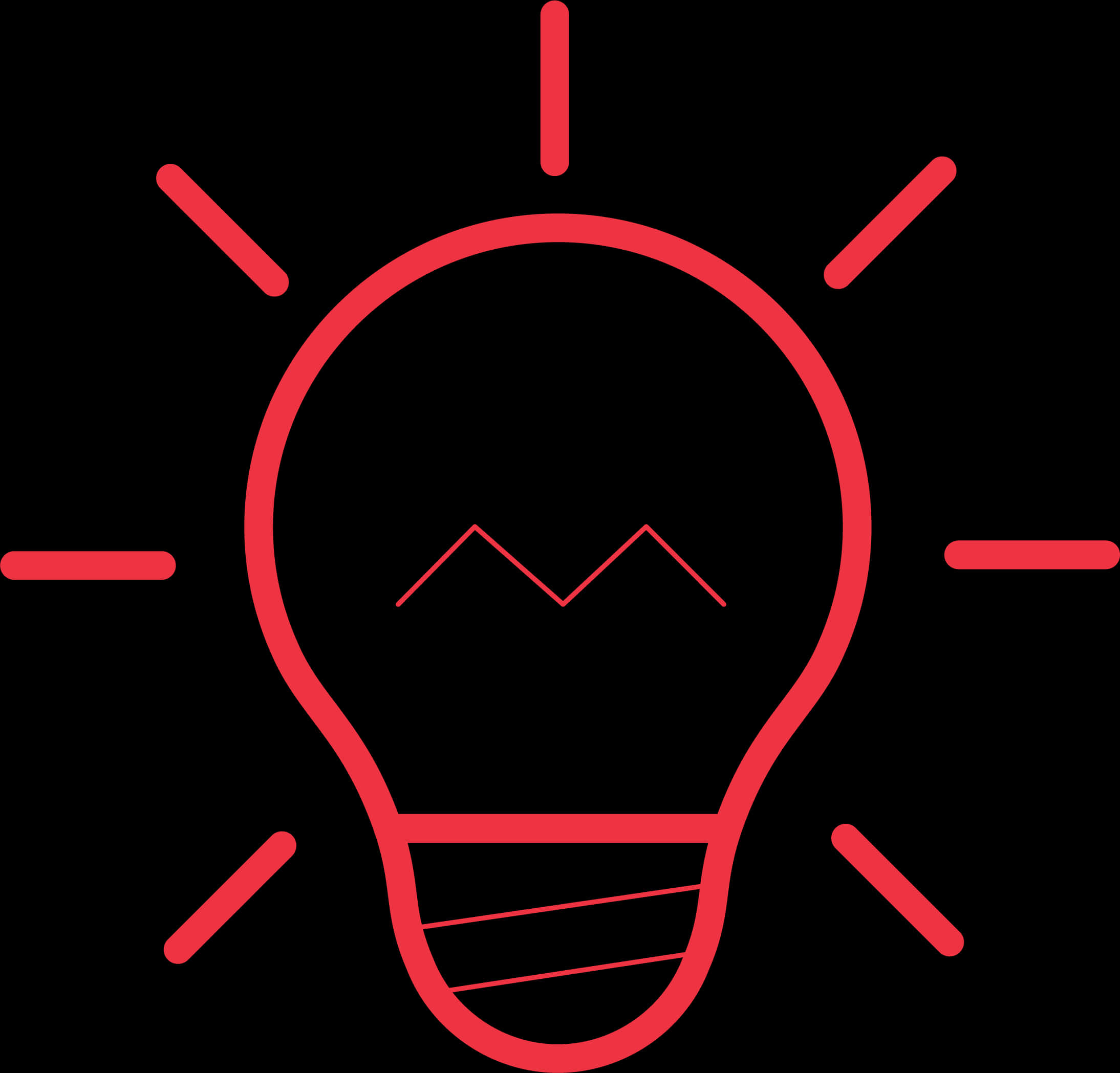 Red Outline Light Bulb Icon PNG with transparent background