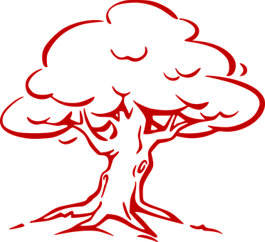 Red Outline Tree Illustration